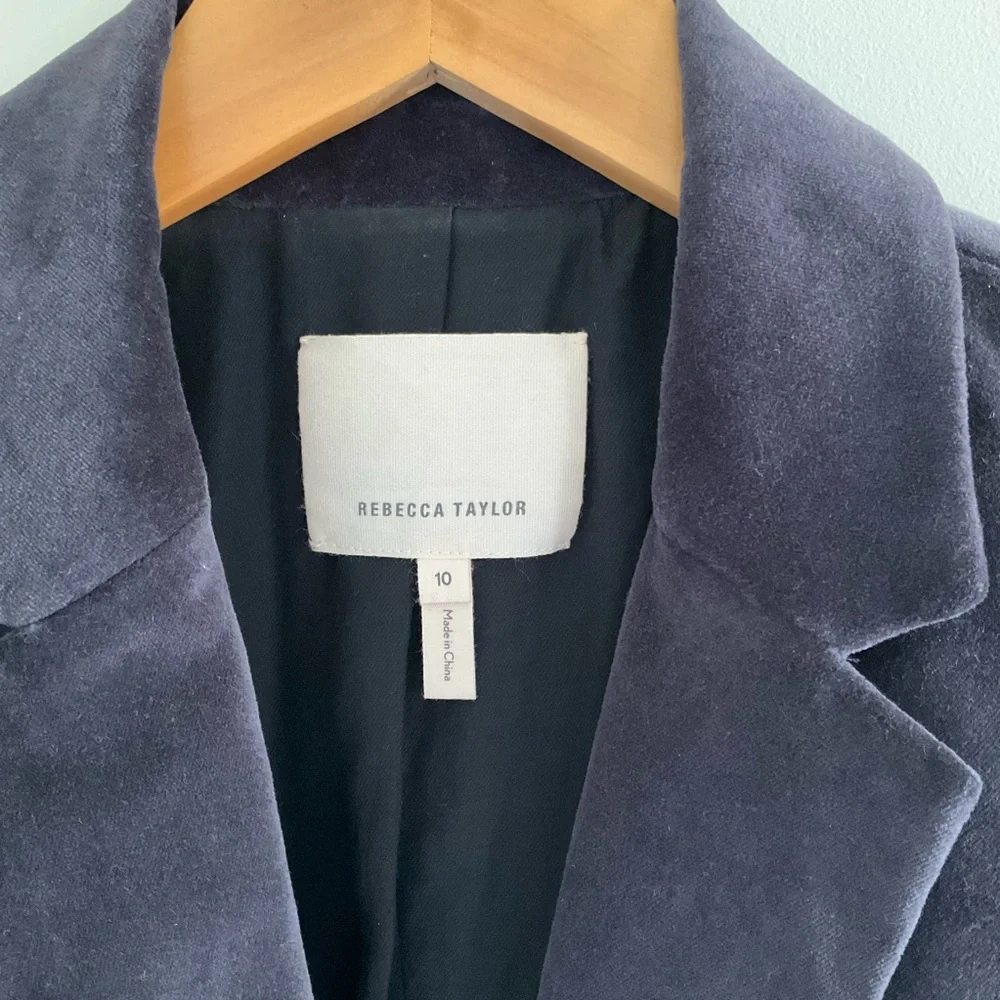Rebecca Taylor Blue Stretch Velvet Blazer